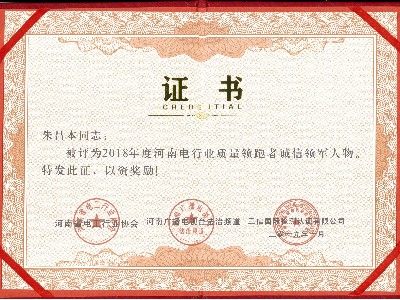 電工行業質量領跑者誠信領軍人物